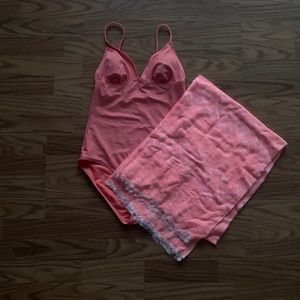 Pink one piece w/Sarong